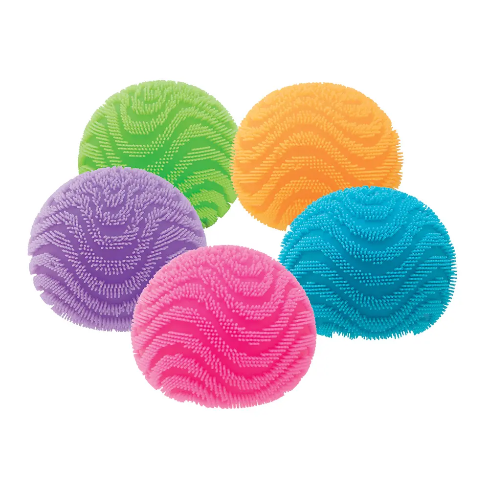 Cute Fuzz Ball Wonder Waves Squishy Toy – Colorful Textured Squeeze Stress Relief Sensory Fidget Ball for Kids & Adults, Desk Toy, Party Favor & Birthday Gift