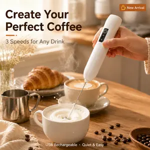 3-Speed Handheld Electric Milk Frother, Rechargeable Drink Mixer for Coffee, Latte, Cappuccino, Hot Chocolate & Eggs – Portable Kitchen Whisk Tool