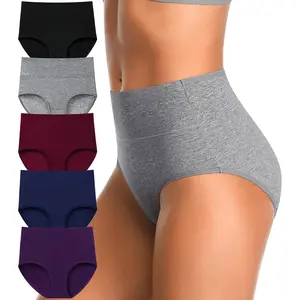 High Waisted Postpartum Underwear Slight Tummy Control Underwear Soft Full Coverage Cotton Panties Multipack
