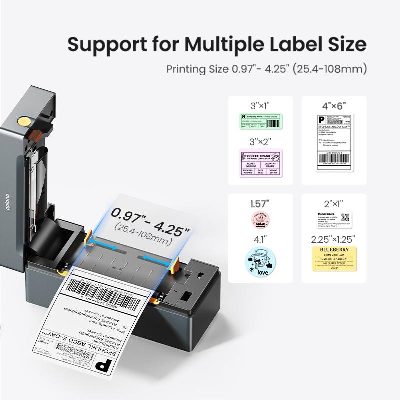 PL80E Bluetooth Thermal Shipping Label Printer, Wireless 4x6 Shipping Label Printer for Small Business,Support iOS, Android, Windows, Mac.