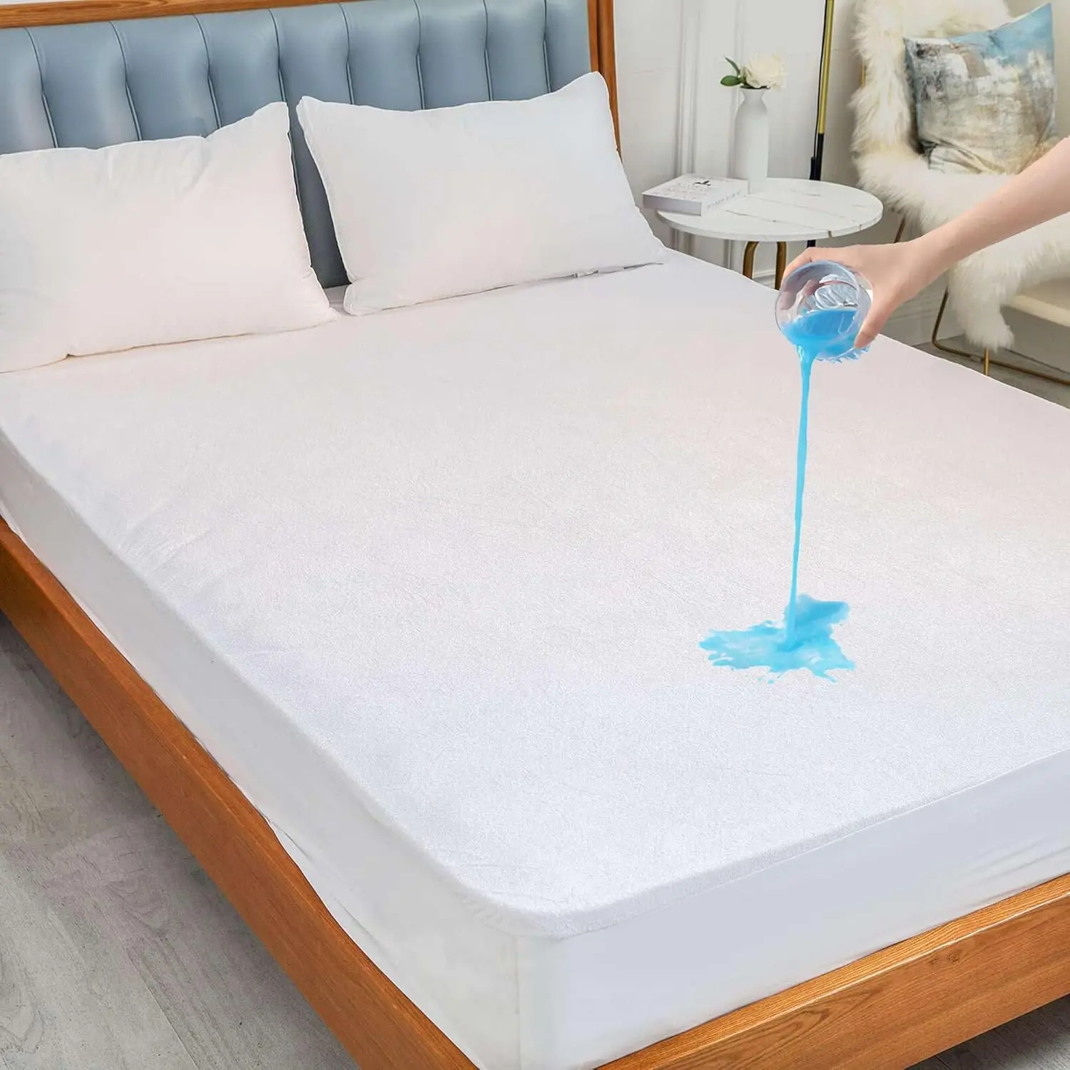 Size 28 x 75  Mattress Protector, White  Terry Cotton Mattress Cover, Soft & Breathable, Fitted Style Cover, Fits 28" x 75" Bed with 6 Inch Deep Pocket, Noiseless, Durable