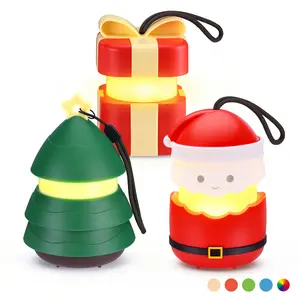 #fathersdaygift EverBrite Christmas Lantern Set, Holiday Decorations & Gifts for Women and Men, 5 Light Modes AAA Batteries Included, Indoor & Outdoor Use, 3-Pack Santa Claus + Christmas Tree + Gift Box (1 Each)