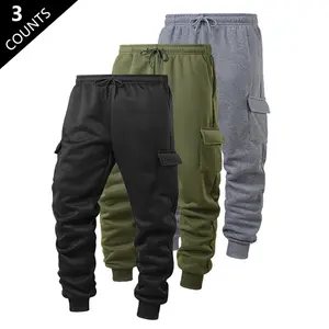 Autumn And Winter Men'S Fleece-Lined Trousers, Made Of 100% Polyester Fiber, With A Fleece Lining, Warm Pants, Multi-Pocket Drawstring Closure, Retro Minimalist Stylish Trendy Versatile Straight-Leg Pants, Outdoor Running Sports Mountaineering Jogger Pant