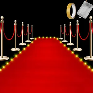 Red Carpet Runner with Light for Events Red Fabric Runner with LED Hallway Aisle for Wedding Ceremony, Movie Theme Graduation Party Decorations Photography Props(2 x 15 ft,Classic)