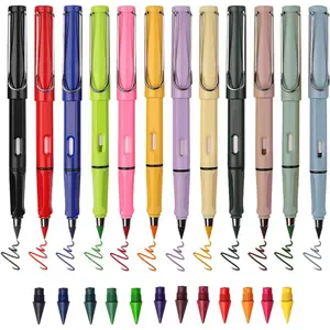 12 Colors Forever Pencil with Erase - Long Lasting Writing Infinity Pencil , Never Sharpen Everlasting Inkless Pencil for Sketch, Drawing, School Supplies