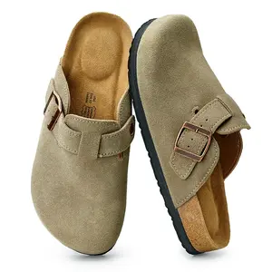 Trary Men's Genuine Leather Cork Footbed Clogs Trary Men's Genuine Leather Cork Footbed Clogs
