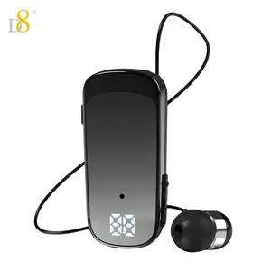 Wireless Earphone, Retractable Wireless Headset, LED Display Over-ear Buds, Headphone Stereo Earphone, Noise Cancelling Mic Clip on Earpiece, Earbud