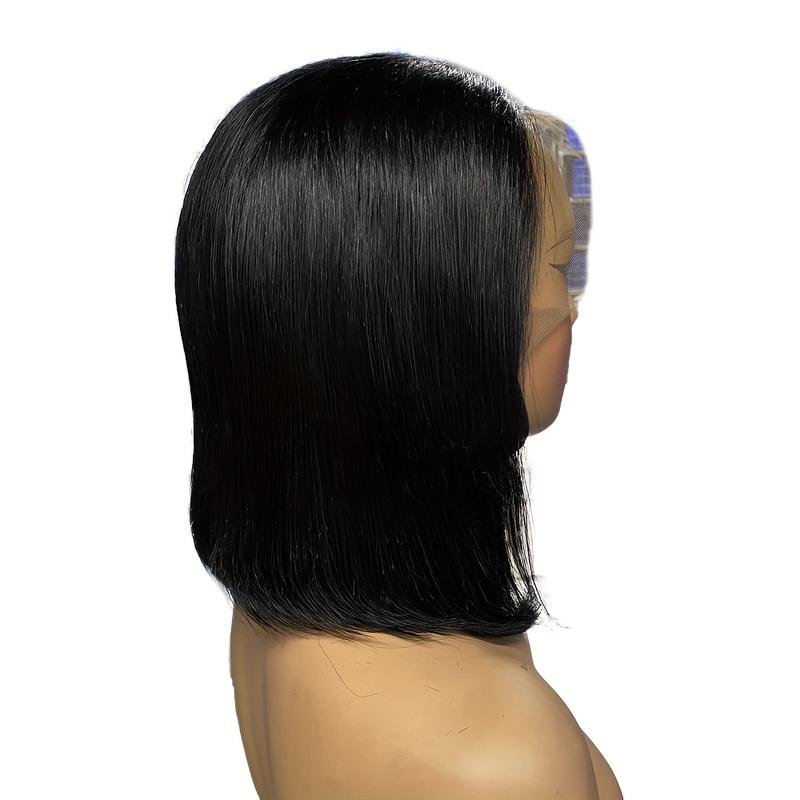 Hot Sell New Women'S 10 Inch 180% Density Human Hair Bob Wig - Black, Straight, Full Frontal with Lace Area 13x4, Perfect for Carnival, Music Festivals & Business Attire, Festival Hair Accessory |   Stylish Haircut |   Highquality Hairpiece, Wigs for Wome