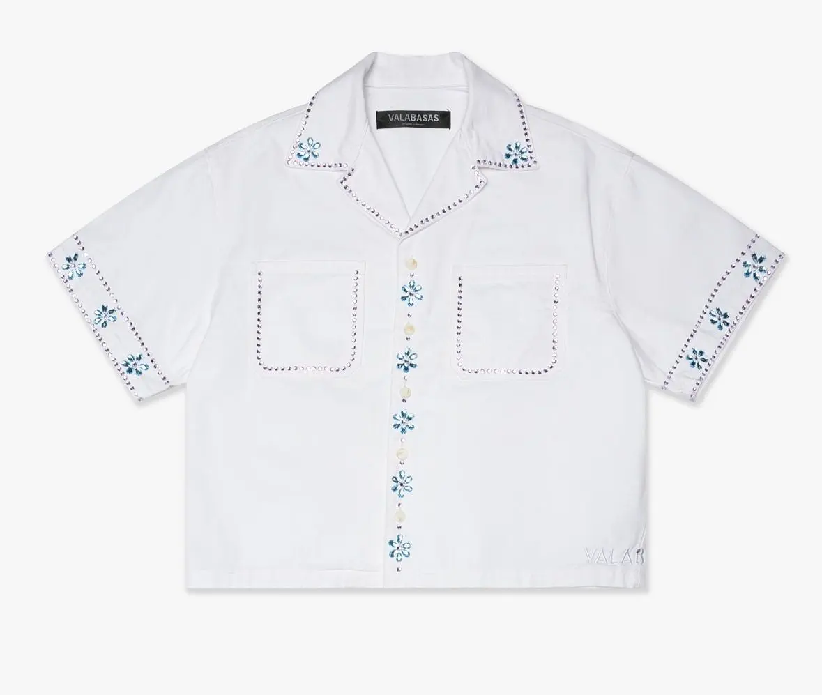 Valabasas Gem woven Button Down shirt white 1005