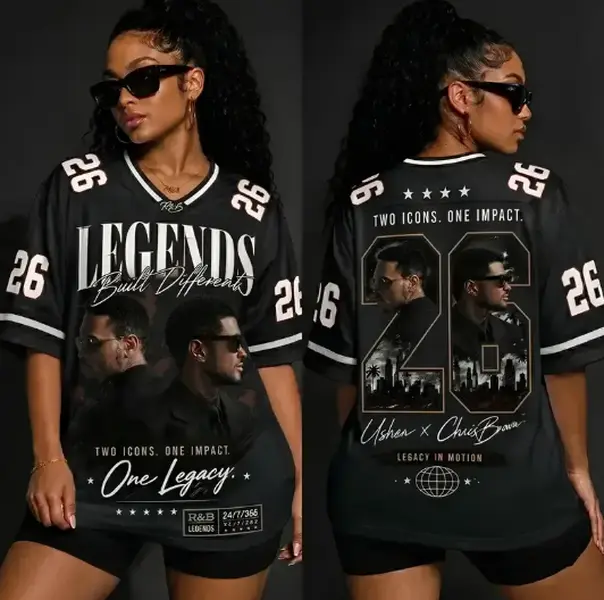 26 Legends Raymond & Brown Football Jersey Shirt – R&B Tour Hip Hop Graphic Tee, Unisex Streetwear Fan Gift Top