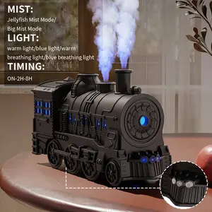 Diffuserlove Train Diffuser 300ML Essential Oil Diffuser Cool Mist Humidifier Aroma Diffuser with Night Light for Bedroom Desk Black