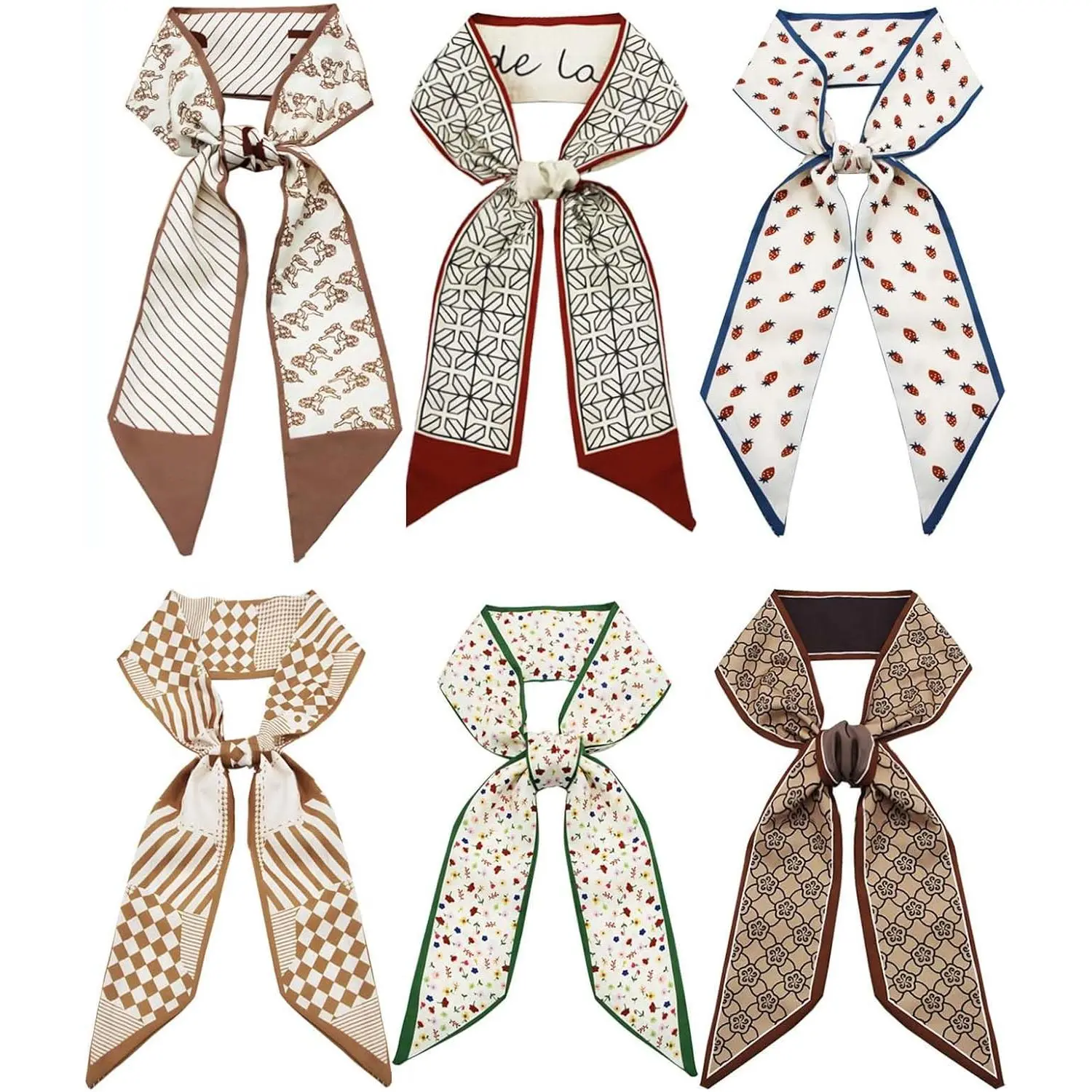 Women's Fashion Headscarf - Skinny Lightweight Scarf, Versatile Handbag Handle Accessory, Hair & Neck Accessory