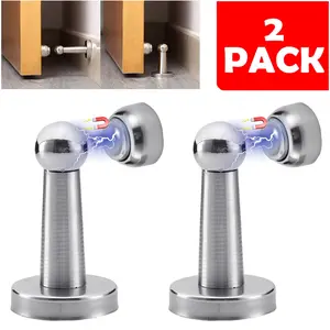 2 Pack Magnetic Door Stopper Stainless Steel Magnetic Door Catch Magnetic Door Stop Holder Home Safety Stopper