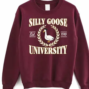 Silly Goose University Sweatshirt, Retro Silly Goose Meme Sweatshirt, Funny Goose T-Shirt, Funny Gift Hoodie For Men & Women Casual X