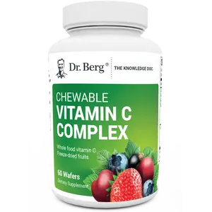 Chewable Vitamin C Complex made with Organic berries, Non-GMO - 60 Chewable Wafers Supplement Dietary Edible Healthcare Fitness