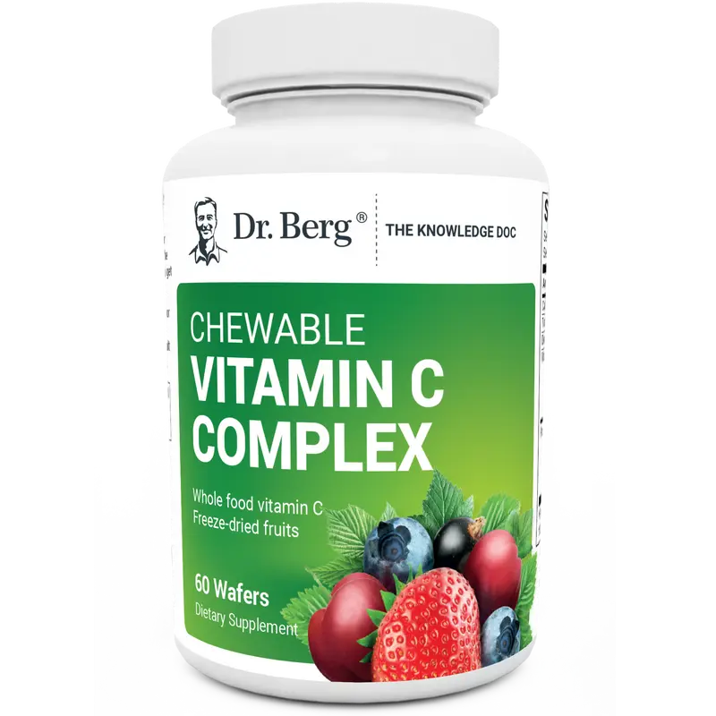 Chewable Vitamin C Complex made with Organic berries, Non-GMO - 60 Chewable Wafers Supplement Dietary Edible Healthcare Fitness