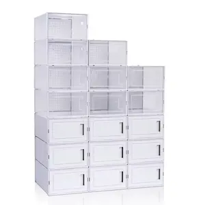 Pack of 18 Moisture-Proof and Proof White Plastic Transparent Thickened Shoe Storage Boxes
