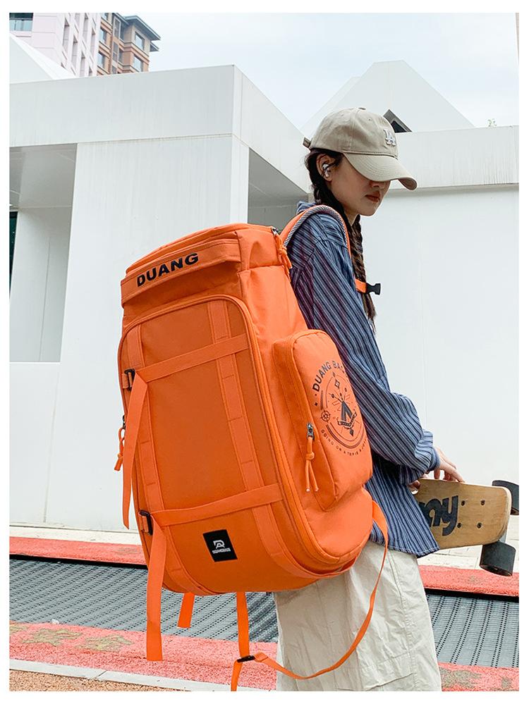 Outdoor Hiking Large Capacity Backpack Yellow Travel Bag For Men Women Adjustable Strap Laptop Compartment Trolley Sleeve Water-Resistant Nylon Material Street Style for School Outdoor Travel Vacation and Going Out Hand Wash Only