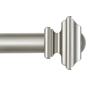 Antique Silver Curtain Rods for Windows 32 to 144 Inches (6-12ft), 1 Inch Heavy Duty Decorative Single Drapery Rods with Square End