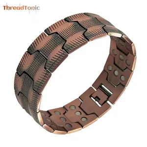 ThreadTonic3.0 Copper Bracelet for Men, 3X Ultra Strength Magnetic Bracelets, 99.99% Pure Copper with 3500 Gauss Neodymium Magnets, Adjustable,pulsera  sanadora Wearable