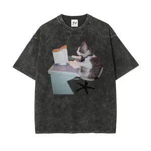 Computer Engineer Cat Interesting Careers Design Fun Profession S~5XL Oversize Unisex Washed T-Shirt for Women and Men's Unisex Fit Batik Cotton Oversize Streetwear Menswear  Super Soft Pre-Shrunk