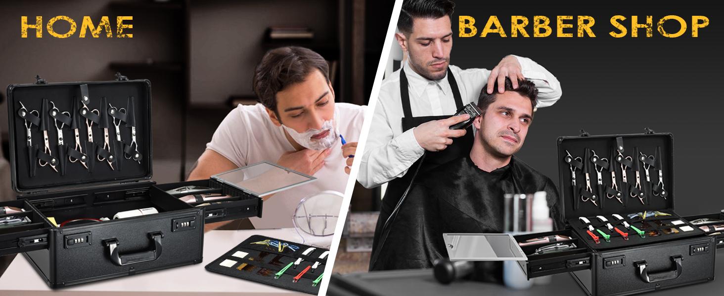 Professional Barber Case Large Hairdresser Carrying Suitcase with Combo Locks Barbers Briefcase Tool Case for Clippers and Supplies Hair Scissors Trimmer Salon Travel Organizer