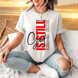 God Is Still Writing Your Story Women's Fitted Crew Neck Short Sleeve Tee in 100% BCI Cotton for Summer Casual Wear