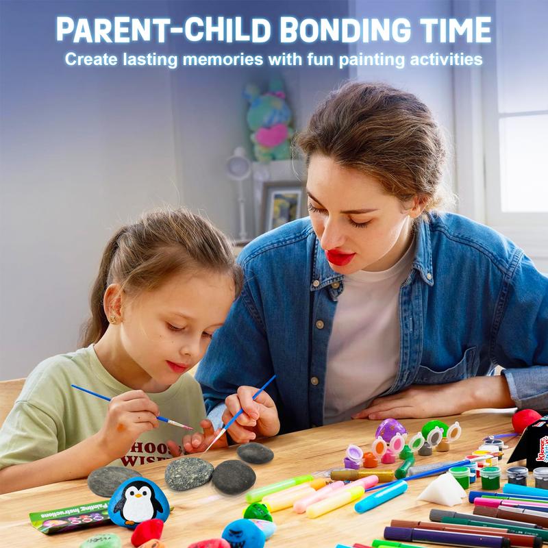 Glow in the Dark Rock Painting Kit for Kids DIY Arts and Crafts Creative Sensory Toy for Girls and Boys Ages 6 to 12 Valentine Classroom Gift Birthday Christmas Present