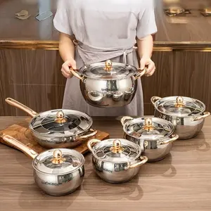 Stainless Steel Cookware Set with Classic Design, Double Insulated Heat-Resistant Handles, Non-Stick Pots for All Stoves, Versatile Cooking Needs, Kitchen Cookware Sets