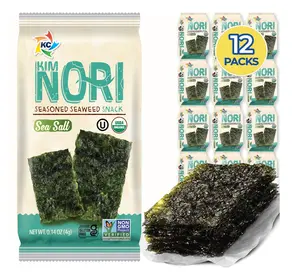 Organic Sea Salt Seaweed Snacks (12 Pack) – 20-Calorie Crispy Roasted Nori by Kimnori USA