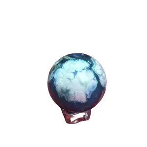 High Quality Blue Flower Agate Sphere 5x5x5cm Calming Decorative Stone for Home Desk Collection or Gift