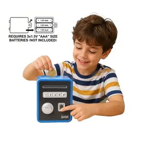 Smart Kids Money Box Coin Piggy Bank with Dual Lock (fingerprint + Password), Automatic Cash Rolling, Large Capacity, Fun Educational Toy, Requires Aaa Batteries