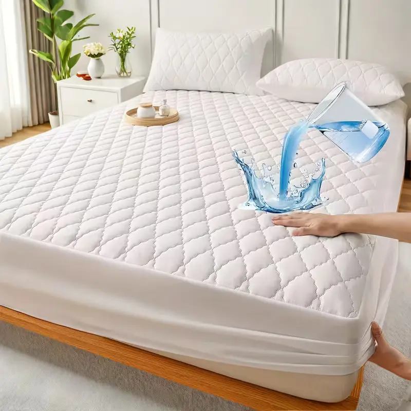 Quilted waterproof mattress protector cover with pillowcase — deep pocket size 6–16 inches, quiet and breathable — soft, machine washable, stain resistant — single/double/queen/extra-large non-permeable mattress cover