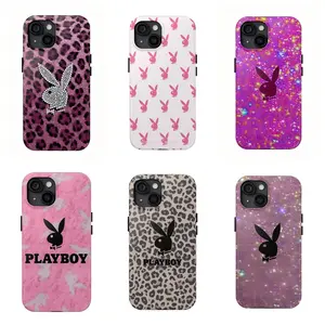 Vintage Leopard Pink Playboy Phone Case, for iPhone17 ProMax /16/15/14/13/12/11 Plus for Samsung phones, suitable for both men and women,  Perfect Gift for Women Men.A gift for the fans