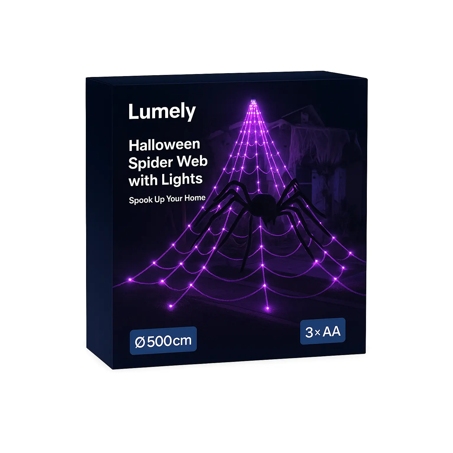 Spider Web Halloween Lights – 250 LED Outdoor Spider Web Decor with Remote Control for Yard, Porch & Party