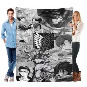 Attack On Titan Eren Yeager Flannel Blanket Ultra Soft Cozy Warm Plush Throw Blanket for Anime Fans Teens Men Women Kids Bedroom Couch Sofa Home Decor Birthday Gift Survey Corps Rumbling Style