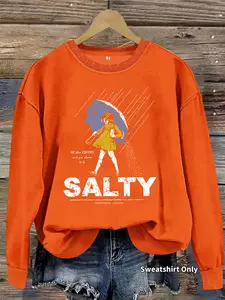 Women's Casual Graphic Pullover Sweater, Soft Long Sleeve Round Neck Sweatshirt, All Seasons Fitted Comfortable Fit