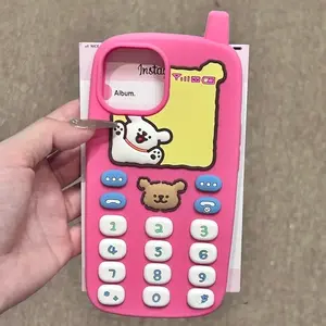 Adorable Fun Bear Phone Case for iPhone 12 13 14 15 16 17 Pro Max Silicone Soft Case Cover