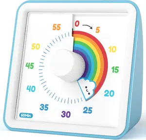 60 Minute Visual Timer for , Visual Countdown Timer for Classroom Office Kitchen with 'Rainbow'  Design, Pomodoro Timer with Silent Operation ( Included)