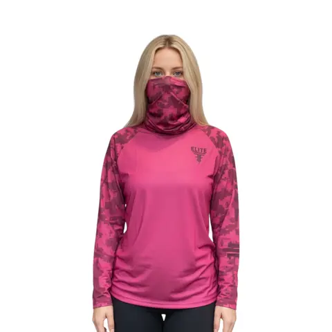 DRY FIT LONG SLEEVE WITH MASK INCLUDED -MAGENTA CAMO