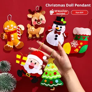 Christmas DIY Felt Ornament Kit, 6Pcs Handmade Hanging Decorations for Kids, Xmas Tree Craft Set