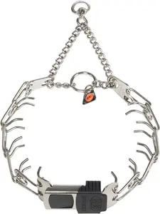 Herm Sprenger Dog Training Prong Collar with Quick Release Cliclock Buckle & Swivel Ring | Adjustable Length German Made Stainless Steel Collar for Small to Medium Dogs Up to 15" Neck (2.25mm Prongs)