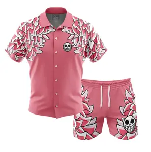 2026 Set Doflamingo Pattern One Piece Button Up Hawaiian Shirt - Shorts - T-Shirt | Cool Summer Ape Anime Vibes for Men & Fans for adults and children
