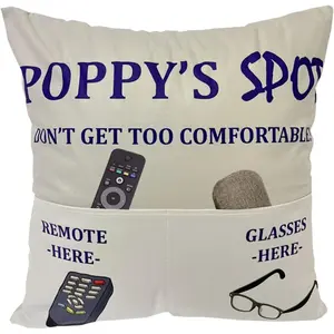 Poppy Gifts Dad Grandpa Gifts, 2-Pocket 2-Sided Poppy Pillow Covers 18x18 Inch and Poppy Ever Engraved Spoon, Fathers Day Birthday Christmas Stocking Stuffers Thanksgiving Day Gifts