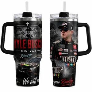 Kyle Busch Inspired Washable Tumbler - 40oz/30oz Rowdy Number 18 Racing Fan Cup, Dark Stock Car Tribute Drinkware, Race Day Gift For Dad Car Lovers (Straw Not Included)