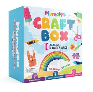 Mumaloo Craft Box for Kids Ages 3-8 – 10 Mess-Free Arts & Crafts Activities, DIY Toys with All Materials Included – Boosts Creativity & Fine Motor Skills