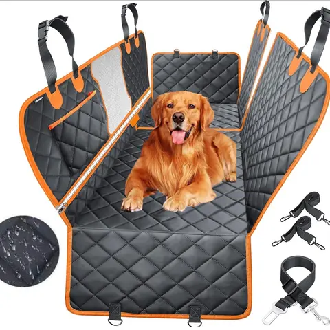 [NEW!] Dog Car Seat Cover for Back Seat, 100% Waterproof Dog Hammock Scratchproof, 600D Nonslip with Mesh Window and Storage Pocket, Cars Trucks SUV