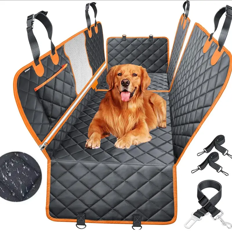 [NEW!] Dog Car Seat Cover for Back Seat, 100% Waterproof Dog Hammock Scratchproof, 600D Nonslip with Mesh Window and Storage Pocket, Cars Trucks SUV
