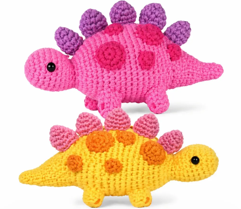 TIKA Beginner Crochet Kit 2-Pack Dinosaurs with Step-by-Step Video Tutorials, DIY Amigurumi Animal Crochet Set