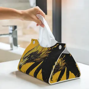 1pcs Yellow Eagle PU leather tissue box cover, rectangular tissue box cover, tissue box holder, imitation leather rectangular tissue box cover, bathroom tissue holder, car tissue holder for bathroom, car, bedroom, hotel, office